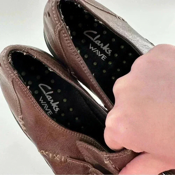 Clarks wave womens flats size 8.5 brown leather comfort walking loafers - Picture 11 of 13